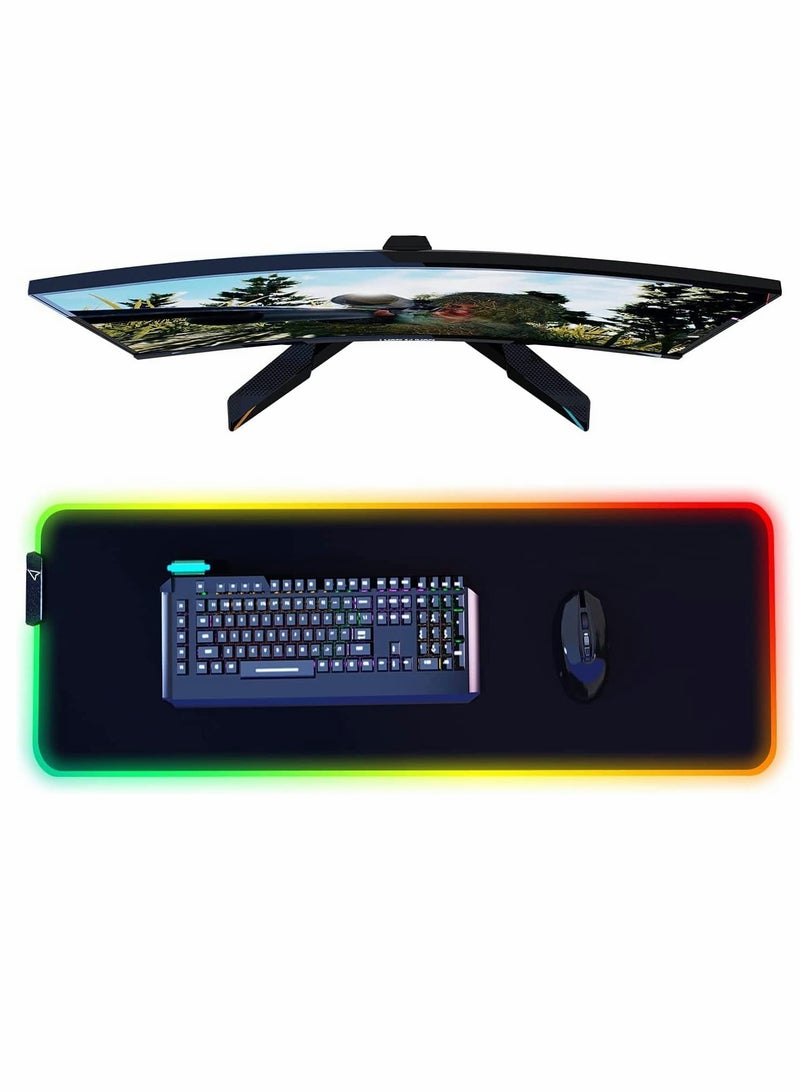 KASTWAVE RGB Gaming Mouse Pad, Large Mousepad with 14 Lighting Modes 2 Brightness Levels, Big Mouse Mat LED Extended Mouse Pad Anti-Slip Waterproof, Computer Keyboard Mousepad Mat (31.5 x 11.8 Inch) - Image 1
