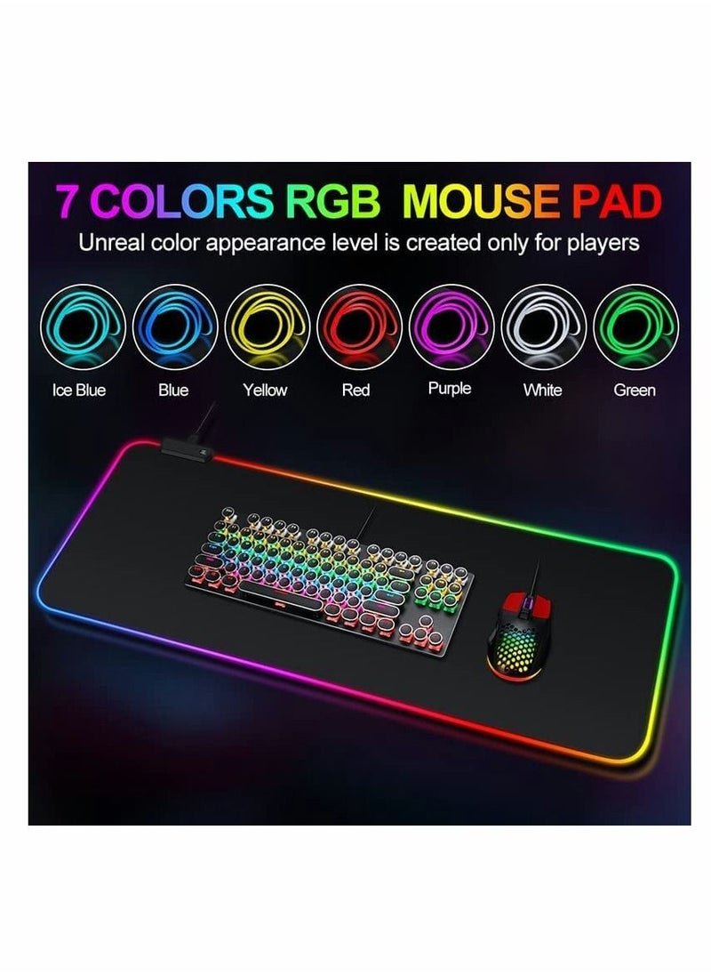 KASTWAVE - لوحة ماوس ألعاب RGB، لوحة ماوس كبيرة مع 14 وضع إضاءة ومستويين للسطوع، لوحة ماوس كبيرة LED ممتدة مضادة للانزلاق ومقاومة للماء، حصيرة لوحة مفاتيح الكمبيوتر (31.5 × 11.8 بوصة) - Image 1