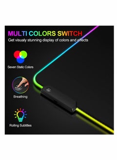 KASTWAVE لوحة ماوس ألعاب RGB، لوحة ماوس كبيرة مع 14 وضع إضاءة ومستويين للسطوع، لوحة ماوس كبيرة LED ممتدة مضادة للانزلاق ومقاومة للماء، حصيرة لوحة مفاتيح الكمبيوتر (31.5 × 11.8 بوصة)  - Image 5