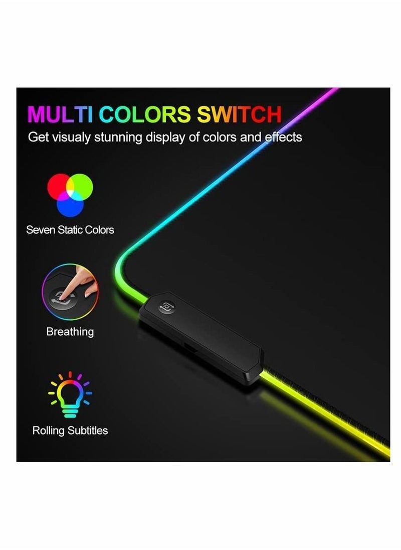 KASTWAVE - لوحة ماوس ألعاب RGB، لوحة ماوس كبيرة مع 14 وضع إضاءة ومستويين للسطوع، لوحة ماوس كبيرة LED ممتدة مضادة للانزلاق ومقاومة للماء، حصيرة لوحة مفاتيح الكمبيوتر (31.5 × 11.8 بوصة) - Image 1
