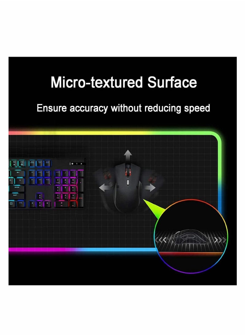 KASTWAVE - لوحة ماوس ألعاب RGB، لوحة ماوس كبيرة مع 14 وضع إضاءة ومستويين للسطوع، لوحة ماوس كبيرة LED ممتدة مضادة للانزلاق ومقاومة للماء، حصيرة لوحة مفاتيح الكمبيوتر (31.5 × 11.8 بوصة) - Image 1
