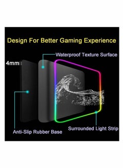 KASTWAVE لوحة ماوس ألعاب RGB، لوحة ماوس كبيرة مع 14 وضع إضاءة ومستويين للسطوع، لوحة ماوس كبيرة LED ممتدة مضادة للانزلاق ومقاومة للماء، حصيرة لوحة مفاتيح الكمبيوتر (31.5 × 11.8 بوصة)  - Image 4