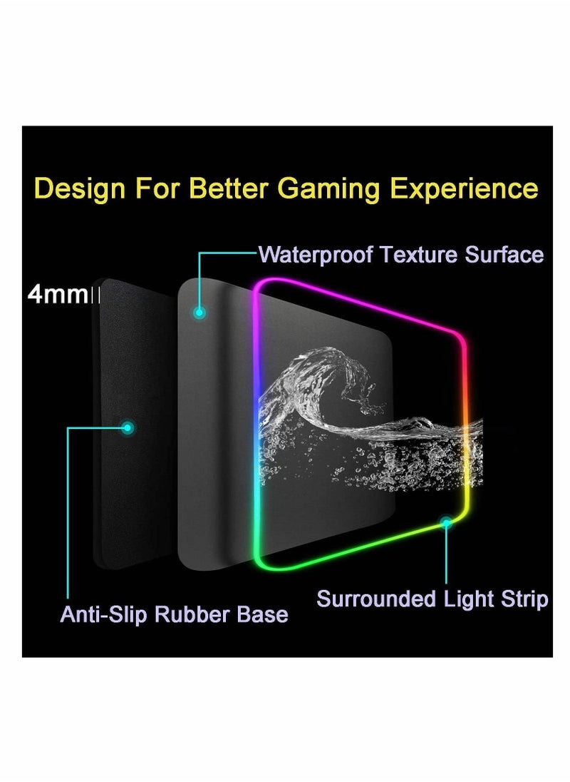 KASTWAVE - لوحة ماوس ألعاب RGB، لوحة ماوس كبيرة مع 14 وضع إضاءة ومستويين للسطوع، لوحة ماوس كبيرة LED ممتدة مضادة للانزلاق ومقاومة للماء، حصيرة لوحة مفاتيح الكمبيوتر (31.5 × 11.8 بوصة) - Image 1