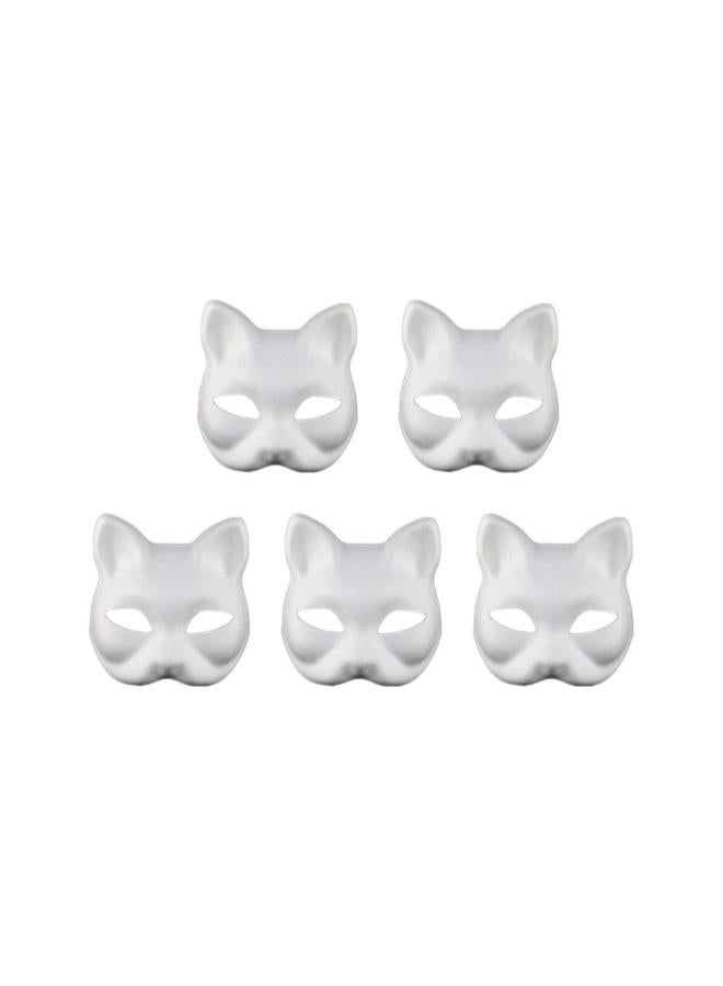 klarako 5pcs White Masks DIY Unpainted Face Masks Plain Fox Masquerade Masks for Kids Decorating Craft School Party Favors - Image 2