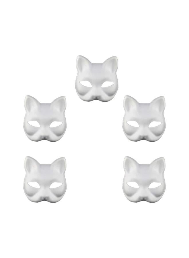 klarako 5pcs White Masks DIY Unpainted Face Masks Plain Fox Masquerade Masks for Kids Decorating Craft School Party Favors - Image 3