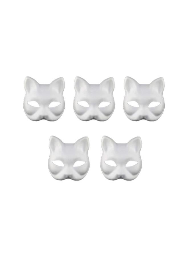 klarako 5pcs White Masks DIY Unpainted Face Masks Plain Fox Masquerade Masks for Kids Decorating Craft School Party Favors - Image 1