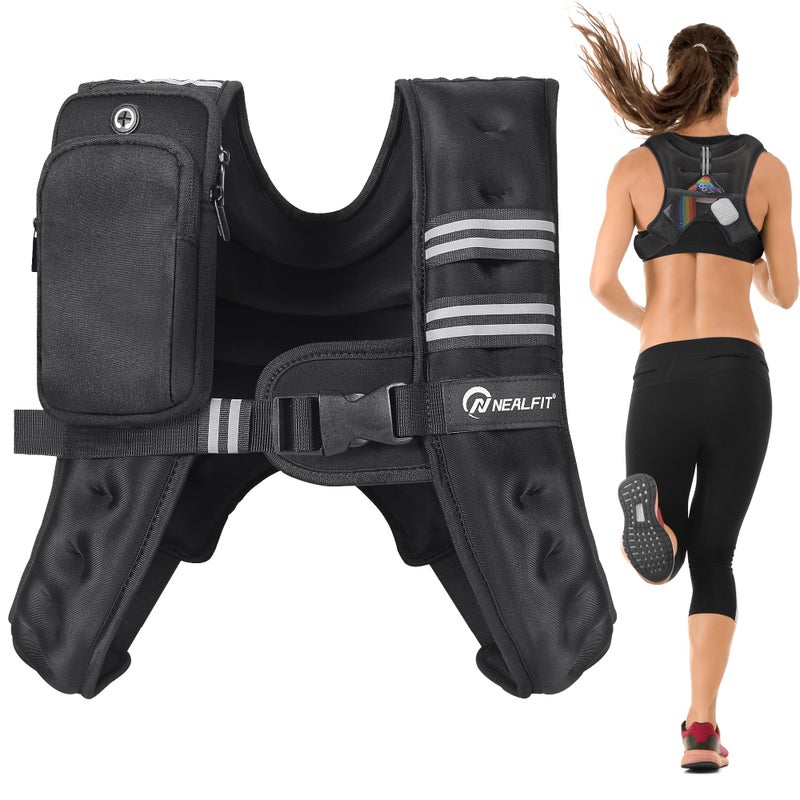 NEALFIT Weighted Vest for Men & Women, 5lbs/10lbs/15lbs/20lbs Weight Vest, Perfect for Running, Walking, Fitness, and Strength Training (Black, 20 lb) - Image 1