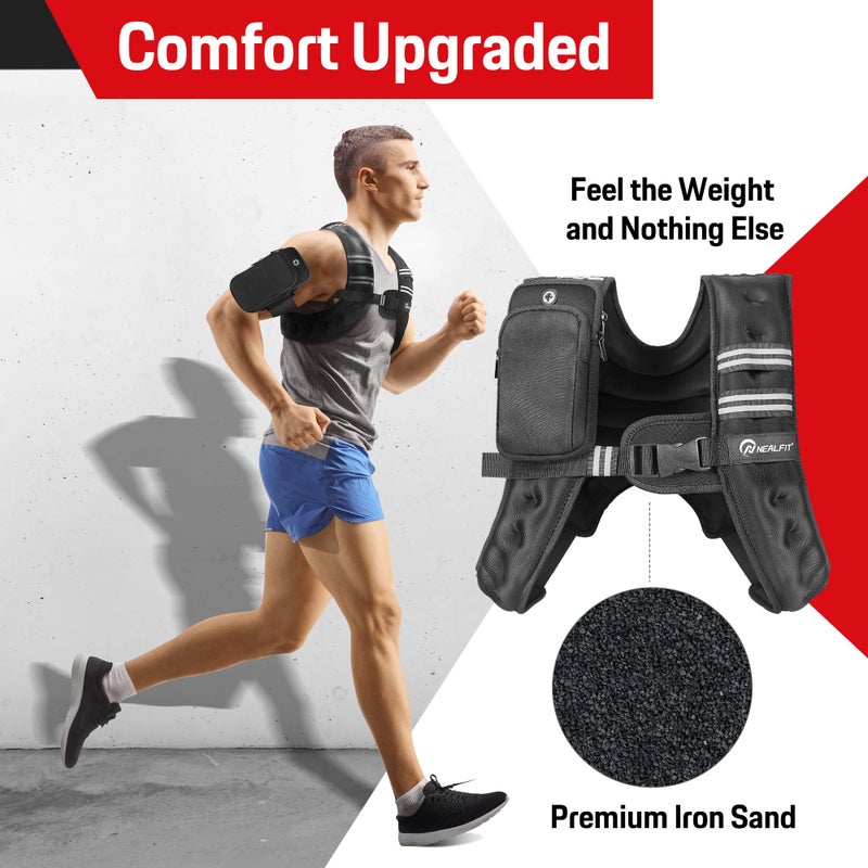 NEALFIT Weighted Vest for Men & Women, 5lbs/10lbs/15lbs/20lbs Weight Vest, Perfect for Running, Walking, Fitness, and Strength Training (Black, 20 lb) - Image 4