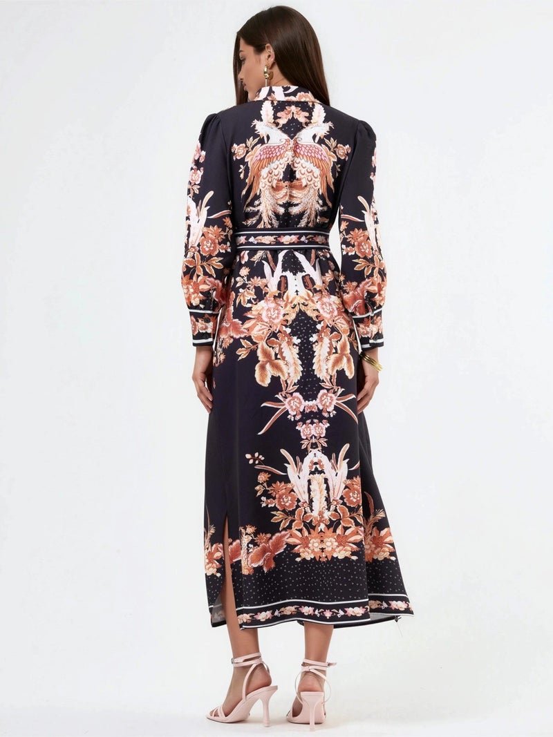 Jennyfer Floral Maxi Shirt Dress with Belt - Image 3
