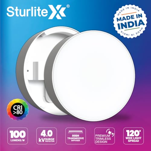 Sturlite Lexxo 8W Round LED Surface Light| 6500k Cool White Color Temperature| 800 Lumens with CRI Tech for Accurate Color Representation - (Pack of 6) - Image 3