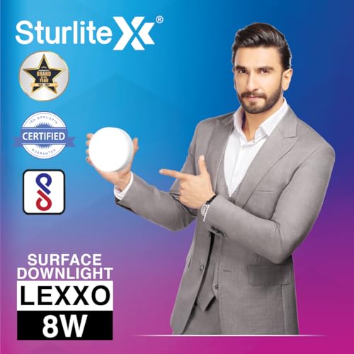 Sturlite Lexxo 8W Round LED Surface Light| 6500k Cool White Color Temperature| 800 Lumens with CRI Tech for Accurate Color Representation - (Pack of 6) - Image 2