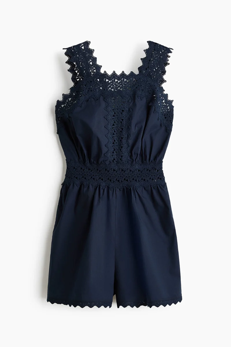 H&M Lace-detail cotton playsuit