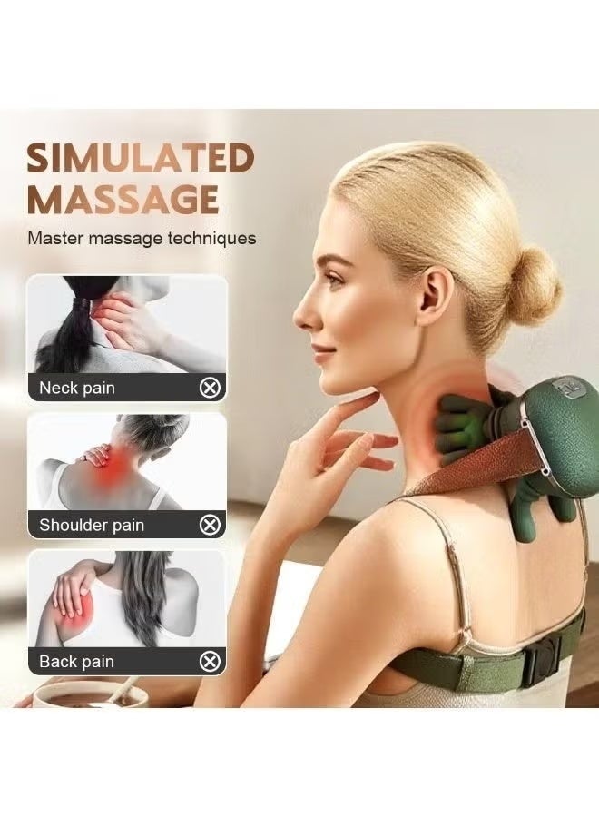 Arabest Neck shoulder massager with Heat, Three massage levels, Cordless deep tissue, 4D expert kneading, massager, Shiatsu neck and shoulder massage pillow, For Neck Traps, Back and leg pain, Relief Gift for Men Women Dark green - Image 2
