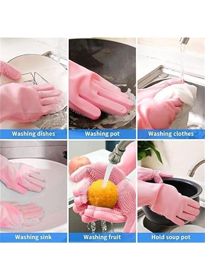 Silic Dishwashing Gloves for Kitchen Silic Scrub Cleaning GlovesReusable Rubber Washing Gloves - Image 4