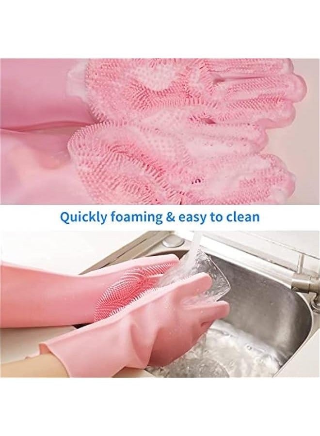 Silic Dishwashing Gloves for Kitchen Silic Scrub Cleaning GlovesReusable Rubber Washing Gloves - Image 2