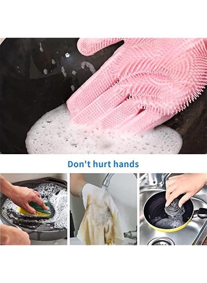 Silic Dishwashing Gloves for Kitchen Silic Scrub Cleaning GlovesReusable Rubber Washing Gloves - Image 5