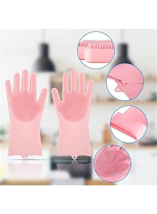 Silic Dishwashing Gloves for Kitchen Silic Scrub Cleaning GlovesReusable Rubber Washing Gloves - Image 3