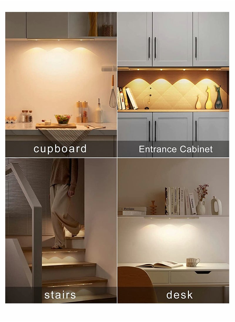 SYOSI LED Under Cabinet Wireless Lights Under Counter Closet Lights with Motion Sensor USB Rechargeable Cats Eye Hill Corrugated Night Lights for Indoor Kitchen Closet Stairway White 11.81in 30cm  - Image 3