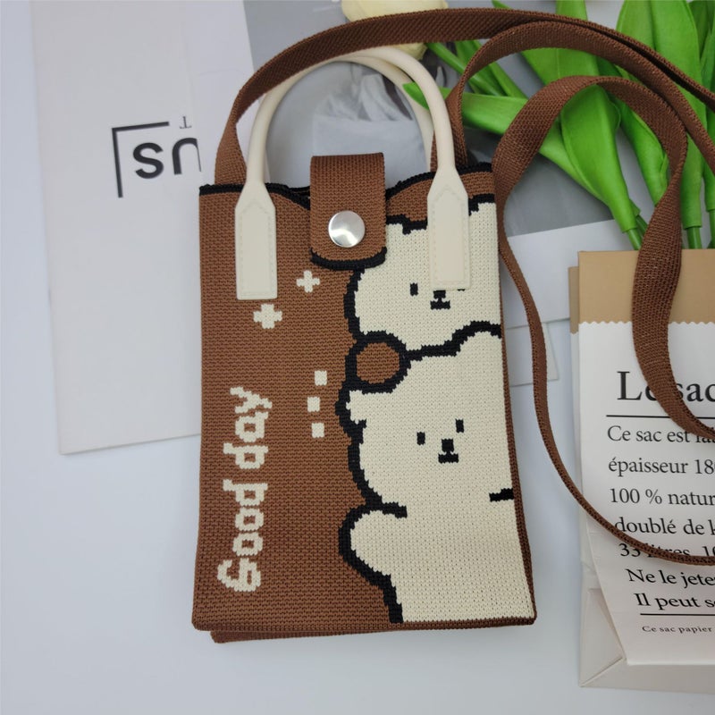 2025 Korean Version Portable Shoulder Crossbody Knitted Phone Bag For Women, Versatile And Convenient Small Storage Bag, Simple And Portable - Image 5