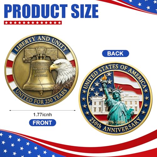 Highergo 250th Anniversary Commemorative Coins USA Eagle and Patriotic Symbols Collectible 250 Year Merchandise for Celebration Display Collectors Challenge Coin Gift10 PcsStyle 5 - Image 5