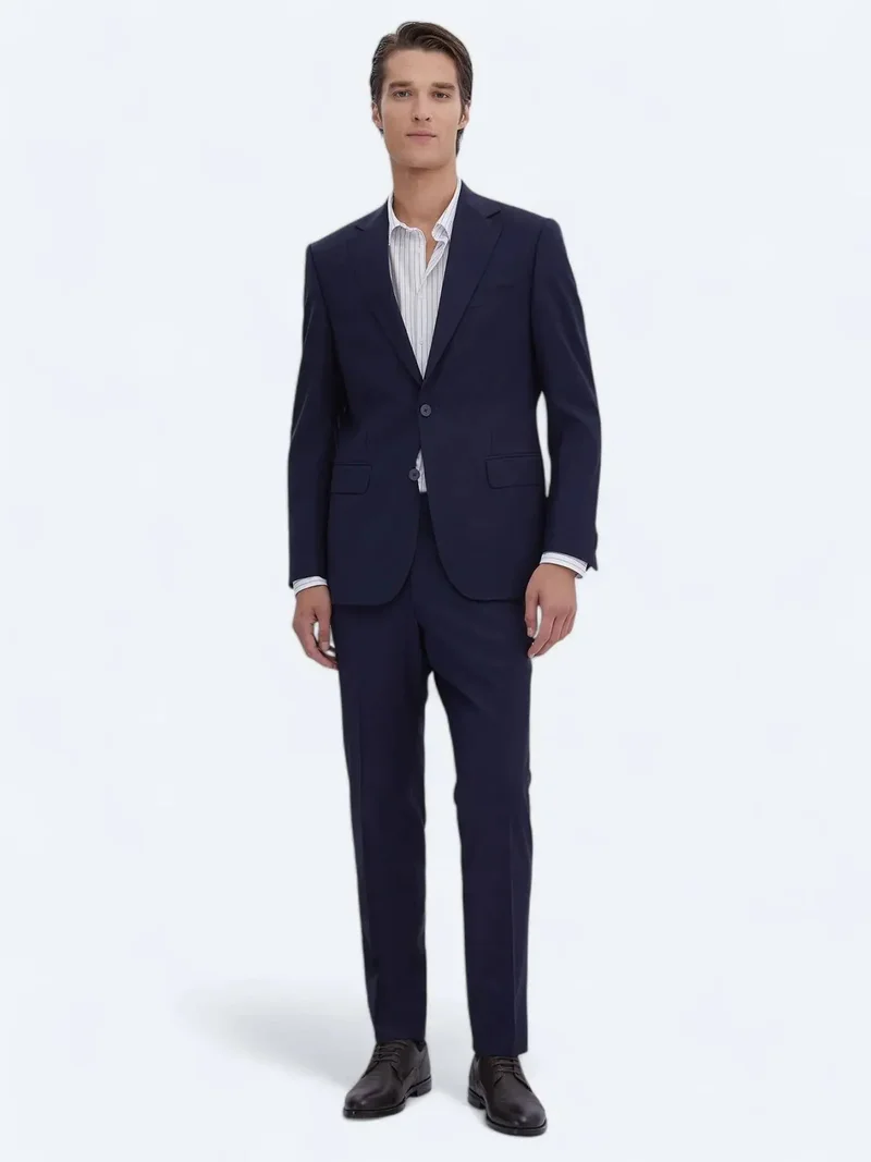 Kip Saks Plain Modern Fit Wool Blended Suit