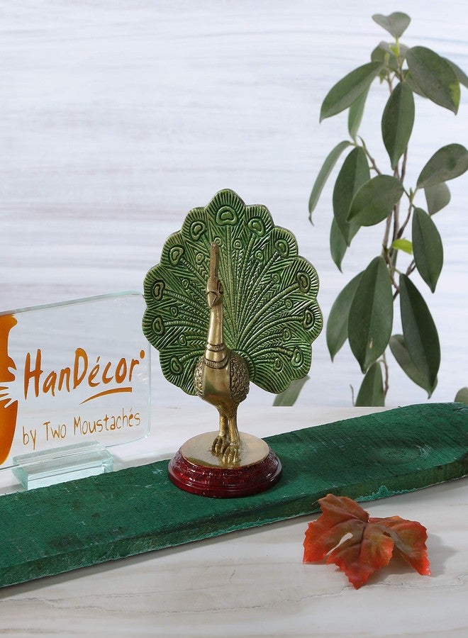 Two Moustaches Brass Dancing Peacock Showpiece | Brass Home Decor | Handmade Peacock Show Piece for Living Room, Bedroom | Modern Artwork for Home Entrance | Pack of 1 - Image 2