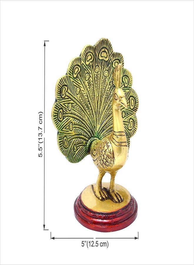 Two Moustaches Brass Dancing Peacock Showpiece | Brass Home Decor | Handmade Peacock Show Piece for Living Room, Bedroom | Modern Artwork for Home Entrance | Pack of 1 - Image 4
