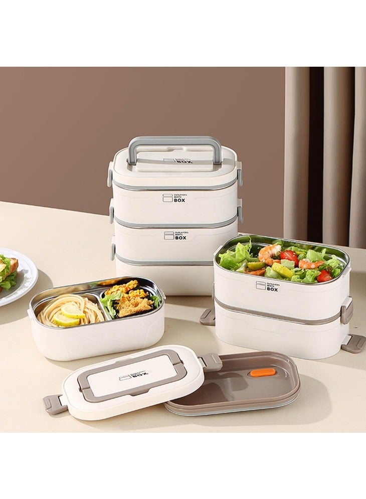 GGEROU صندوق غداء بنتو للأطفال والبالغين، صندوق تيفين محمول معزول، مجموعة 3 طبقات قابلة للتكديس من صناديق بنتو الفولاذ المقاوم للصدأ 2400 مل - Image 2
