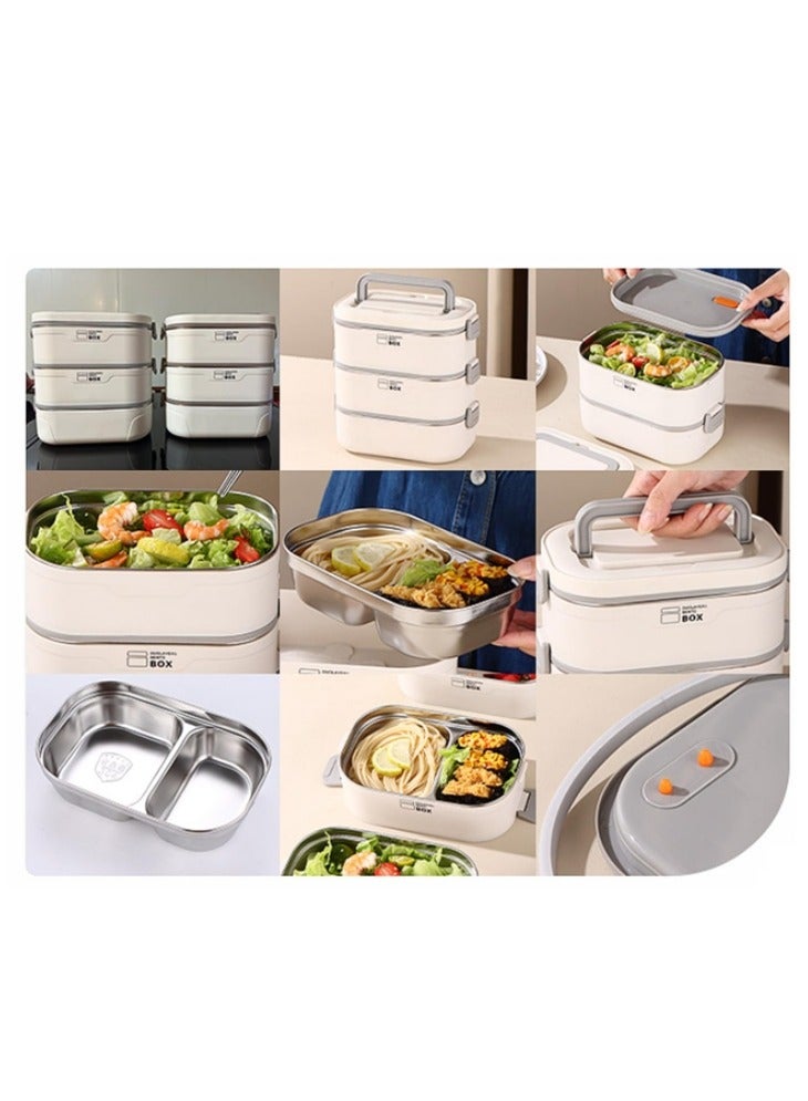 GGEROU صندوق غداء بنتو للأطفال والبالغين، صندوق تيفين محمول معزول، مجموعة 3 طبقات قابلة للتكديس من صناديق بنتو الفولاذ المقاوم للصدأ 2400 مل - Image 3