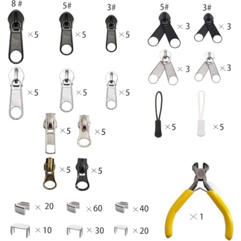 252 Pcs Zipper Repair Kit Replacement Zipper, Zipper Pulls, Installation Tools for Bags Tents Luggage Sleeping Bag Jacket Outdoor - Image 2