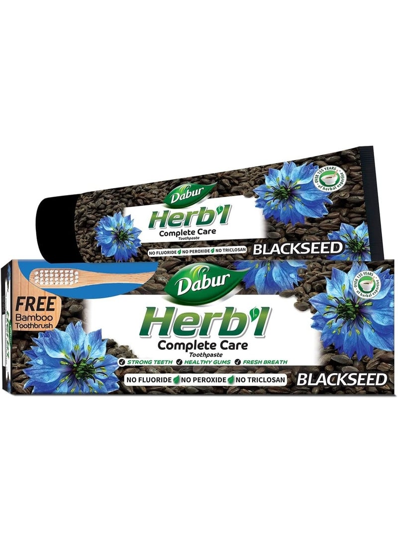 دابر معجون أسنان دابر هيربال بخلاصة حبة البركة للعناية الكاملة (١٥٠ غرام + فرشاة أسنان من الخيزران) | غني بخلاصة حبة البركة | لثة صحية وأسنان قوية - Image 1