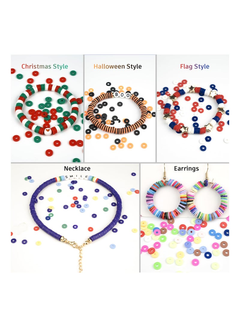 SYOSI 6000PCS Clay Beads for Bracelet Making, (6mm) 24 Colors Polymer Clay Beads Spacer Heishi Beads Preppy Bracelets 6mm Heishi Beads for Jewelry Crafting Heishi Beads for Jewelry Crafting Making Kit - Image 4