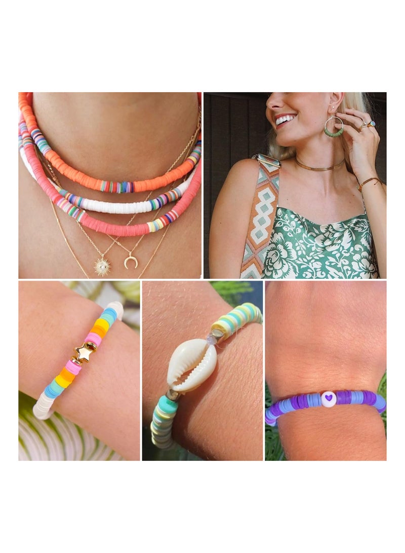 SYOSI 6000PCS Clay Beads for Bracelet Making, (6mm) 24 Colors Polymer Clay Beads Spacer Heishi Beads Preppy Bracelets 6mm Heishi Beads for Jewelry Crafting Heishi Beads for Jewelry Crafting Making Kit - Image 3