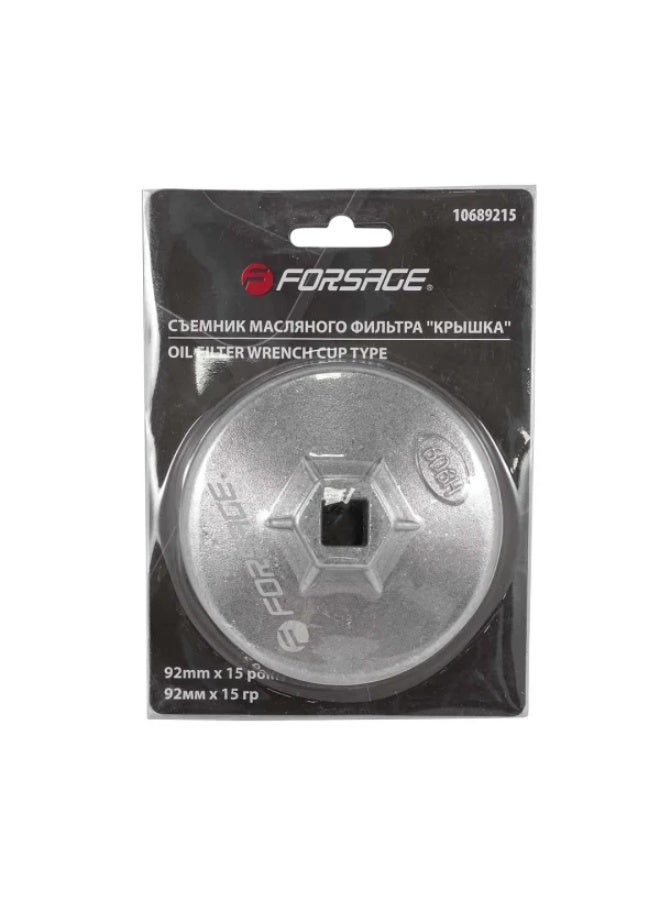 FORSAGE Oil filter wrench cup type 92mm x 15 point, in blister - Image 1