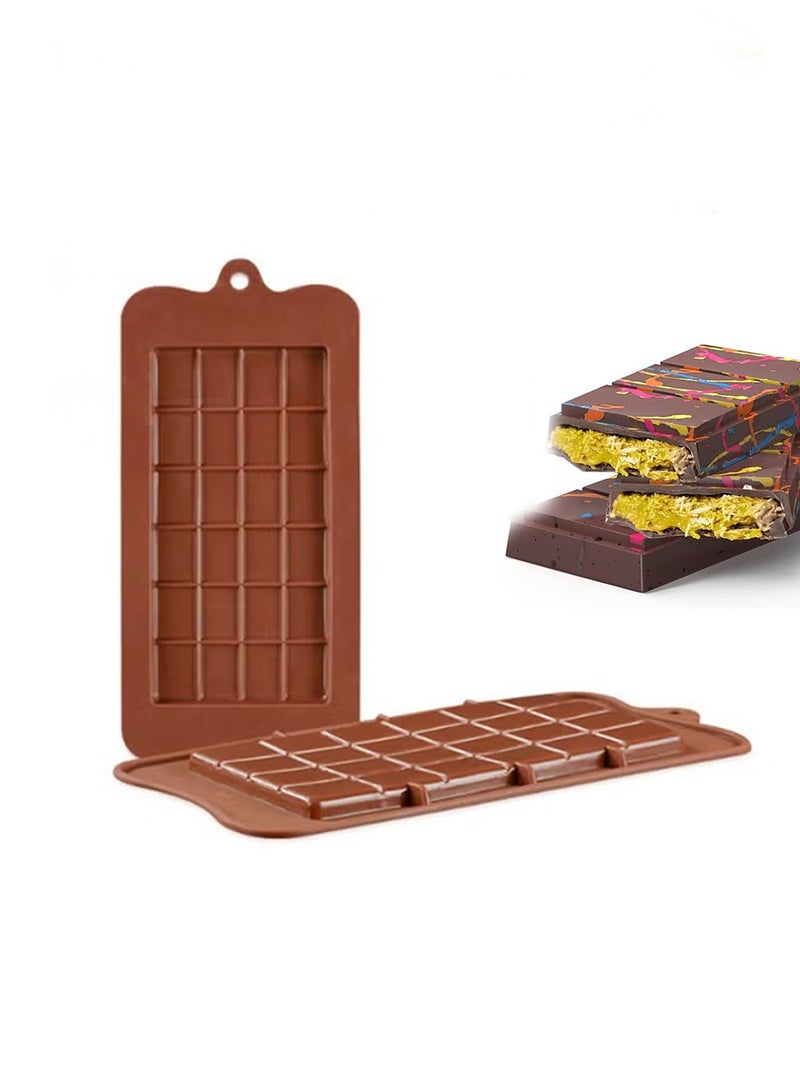 1Pcs Chocolate Bakeware Cake Molds,Nonstick Silicone Chocolate Candy Moulds, Biodegradable Chocolate Bar Molds for Baking, Chocolate Snacks, Protein and Energy Bar Silicone Moulds Brown  - Image 1