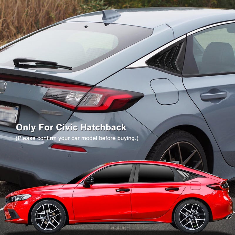 CKE for 11th Gen Civic Hatchback Compatible with Honda Civic 2026 2025 2024 2023 2022 Accessories Sport Car Exterior Rear Side Window Louvers Air Vent Scoop Shades Cover Blinds -Carbon Fiber Style - Image 2