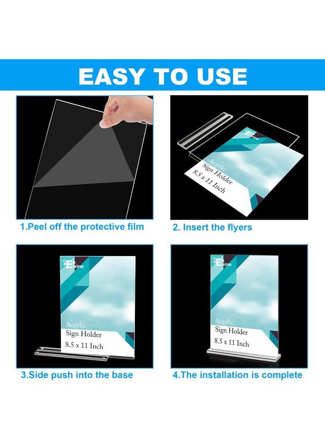 EHWINE Acrylic Sign Holder 8.5 x 11, 10 Pack Double-Sided Stand up Table Top Sign Holders, Clear Acrylic Picture Frame Menu Flyer Paper Holder Display Stand for Office Business Store Wedding Party - Image 5