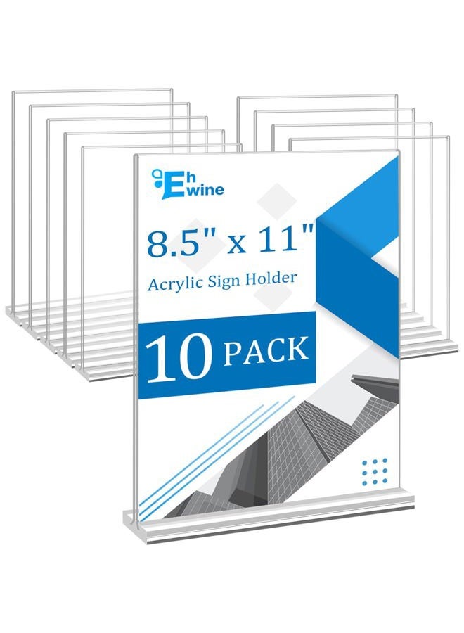 EHWINE Acrylic Sign Holder 8.5 x 11, 10 Pack Double-Sided Stand up Table Top Sign Holders, Clear Acrylic Picture Frame Menu Flyer Paper Holder Display Stand for Office Business Store Wedding Party - Image 1