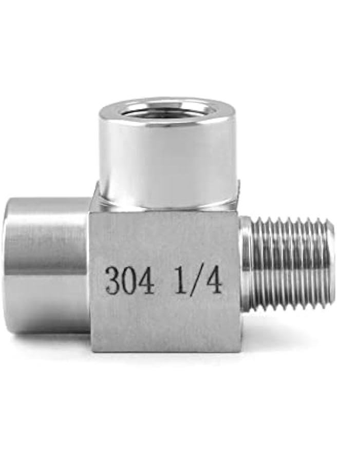 Arabest 304 Stainless Steel Pipe Fitting Set, Street Tee, Male Run Tee 1/4 NPT Male x Female x Female  - Image 2