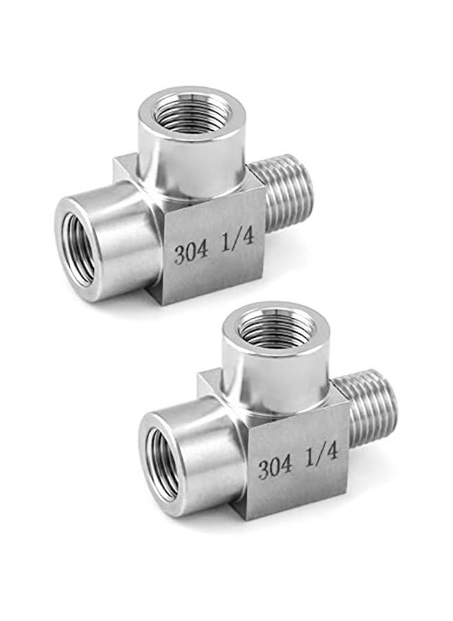 Arabest 304 Stainless Steel Pipe Fitting Set, Street Tee, Male Run Tee 1/4 NPT Male x Female x Female  - Image 1