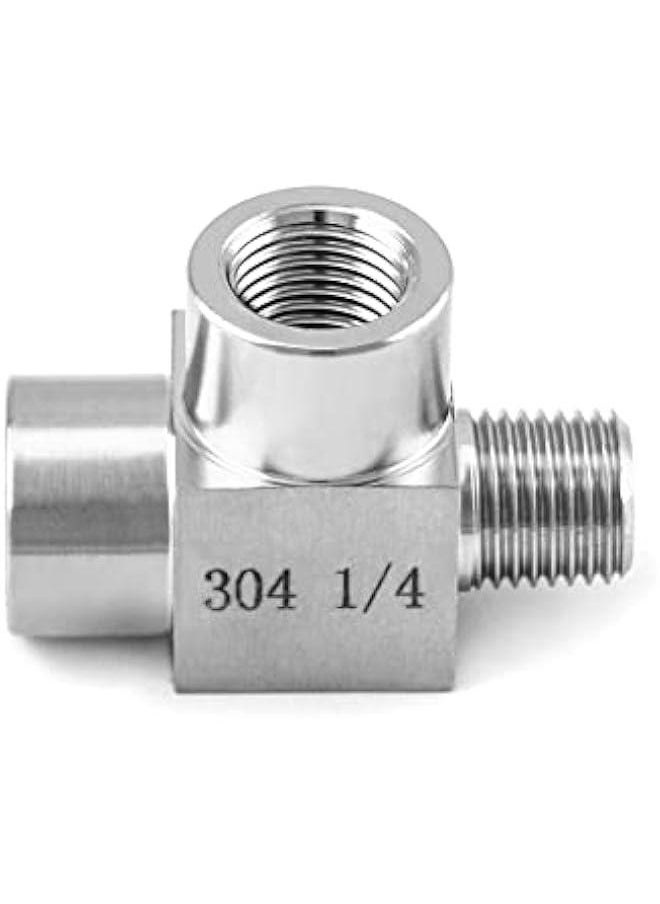 Arabest 304 Stainless Steel Pipe Fitting Set, Street Tee, Male Run Tee 1/4 NPT Male x Female x Female  - Image 4