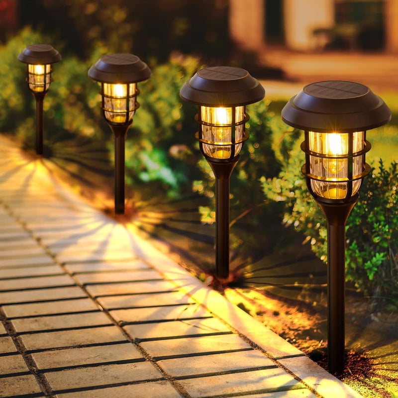 LET MY Solar Pathway Lights Outdoor, 8 Pack Bright Solar Lights Outdoor, IP66 Waterproof Auto On/Off Solar Garden Lights Solar Powered Landscape Lighting for Yard Patio Walkway Driveway Pathway - Black - Image 1
