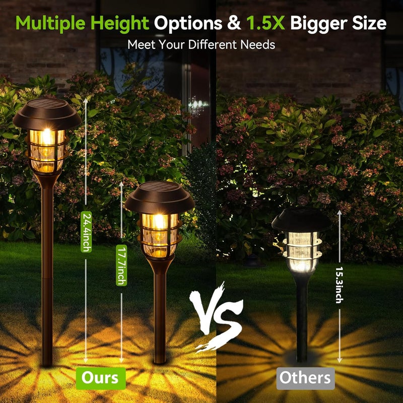 LET MY Solar Pathway Lights Outdoor, 8 Pack Bright Solar Lights Outdoor, IP66 Waterproof Auto On/Off Solar Garden Lights Solar Powered Landscape Lighting for Yard Patio Walkway Driveway Pathway - Black - Image 5