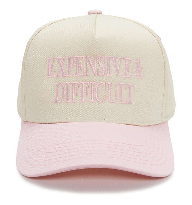 Funky Junque Two Tone Vintage Snapback Hat - Expensive & Difficult - Rose/Beige - Image 1