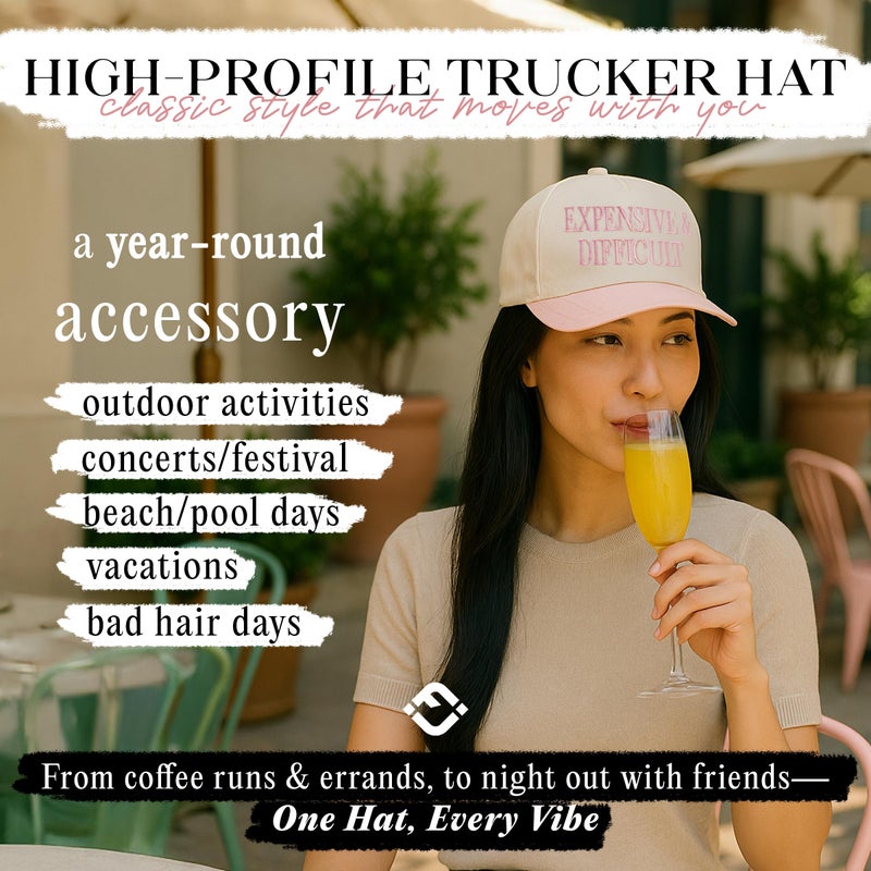 Funky Junque Two Tone Vintage Snapback Hat - Expensive & Difficult - Rose/Beige - Image 2