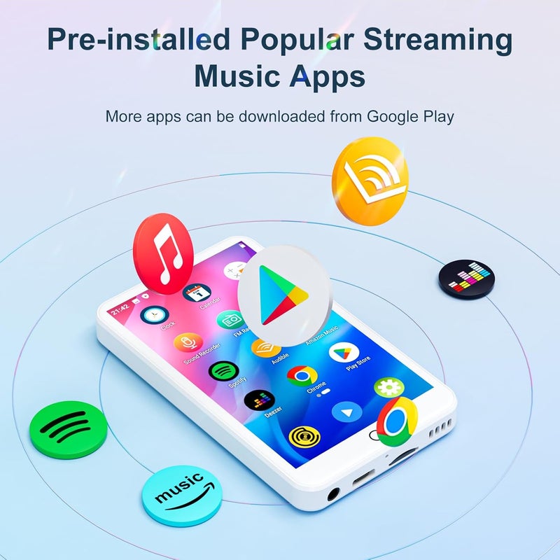 MECHEN مشغل MP3 من MECHEN مع سبوتيفاي وواي فاي وبلوتوث، شاشة تعمل باللمس بحجم 4.0 بوصة، مشغل MP4 بنظام أندرويد 9.0، متوافق مع Audible، راديو FM، أمازون ميوزيك، متجر بلاي (H1 Pro) - Image 2