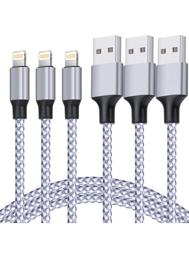 TAKAGI iphone Charger 3PACK 6Feet Extra Long Nylon Braided USB Charging Cable High Speed Connector Data Sync Transfer Cord Compatible with iphone XS Max/X/8/7/Plus/6S/6/SE/5S ipad - Image 1
