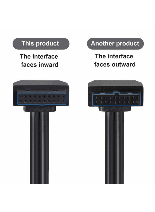 MZHOU كابل تمديد SATA USB - كابل تمديد 19 دبوس ذكر إلى أنثى للوحة الأم USB3.0 بطول 18 سم اتصال عالي السرعة (الواجهة تواجه الداخل) - Image 2