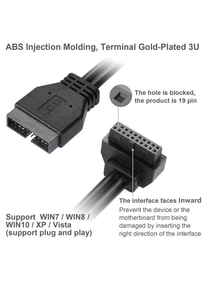 MZHOU كابل تمديد SATA USB - كابل تمديد 19 دبوس ذكر إلى أنثى للوحة الأم USB3.0 بطول 18 سم اتصال عالي السرعة (الواجهة تواجه الداخل) - Image 3