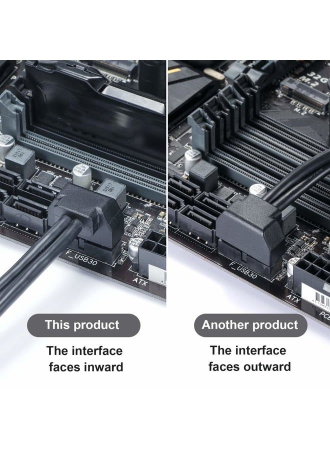 MZHOU كابل تمديد SATA USB - كابل تمديد 19 دبوس ذكر إلى أنثى للوحة الأم USB3.0 بطول 18 سم اتصال عالي السرعة (الواجهة تواجه الداخل) - Image 4